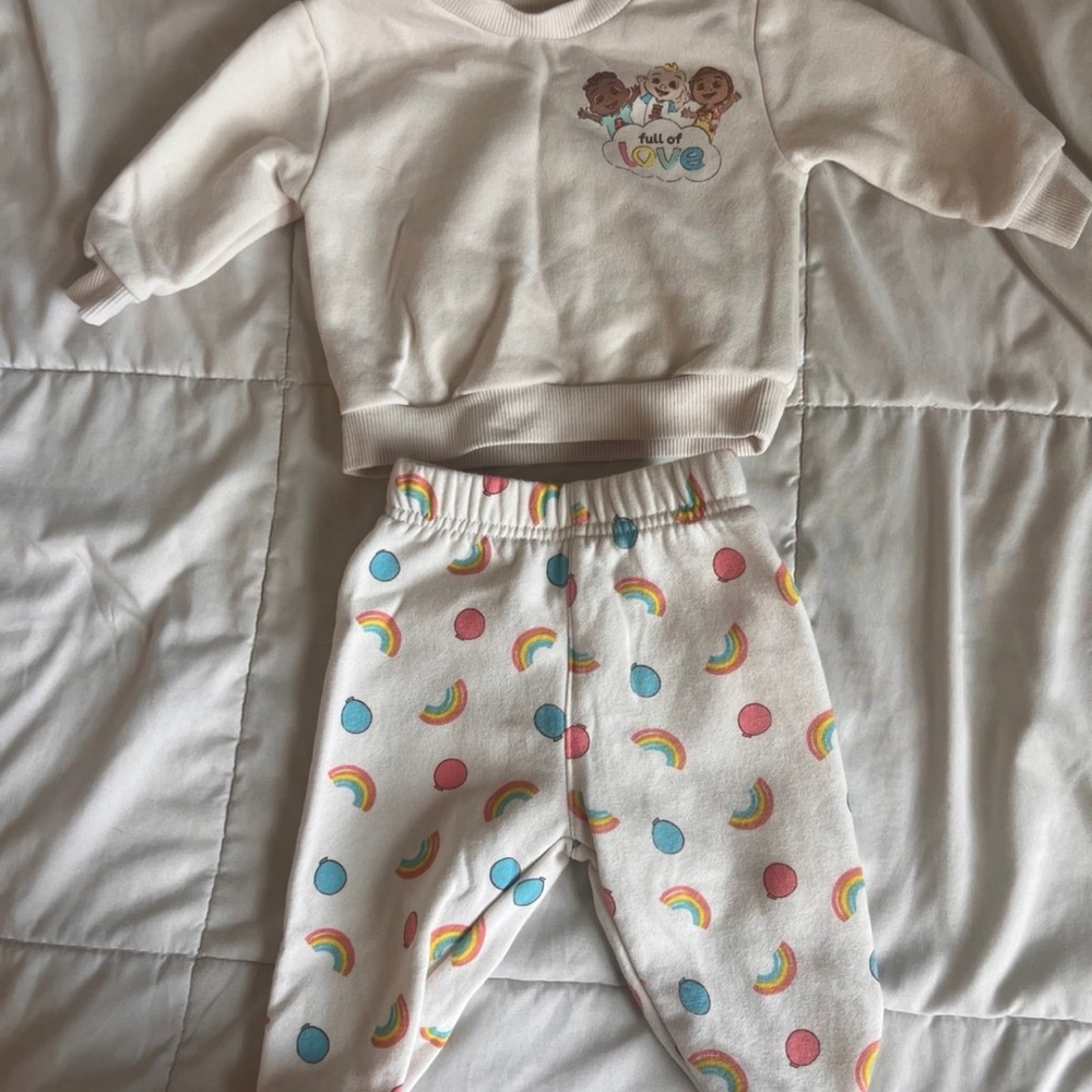 Cute coco melon Baby Outfit with Rainbow Pattern